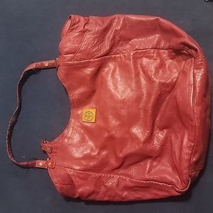 Tory Burch Louisa calfskin leather slouch bag large pink